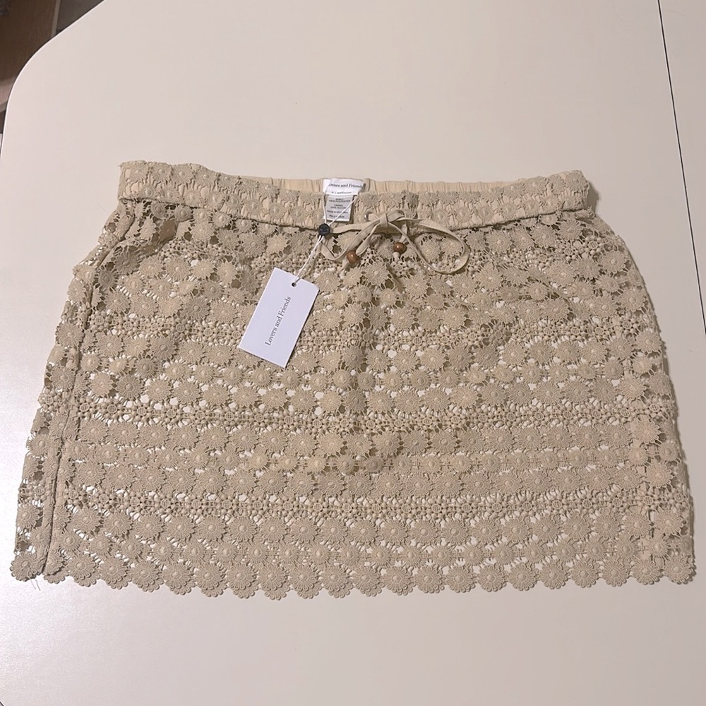 🔥 LOVERS & FRIENDS CHIARA MINI SKIRT SANDSTONE XL - Picture 7 of 8